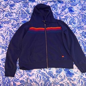 Women’s Aviator Nation 5-Stripe Zip Hoodie - Navy/Purple Orange